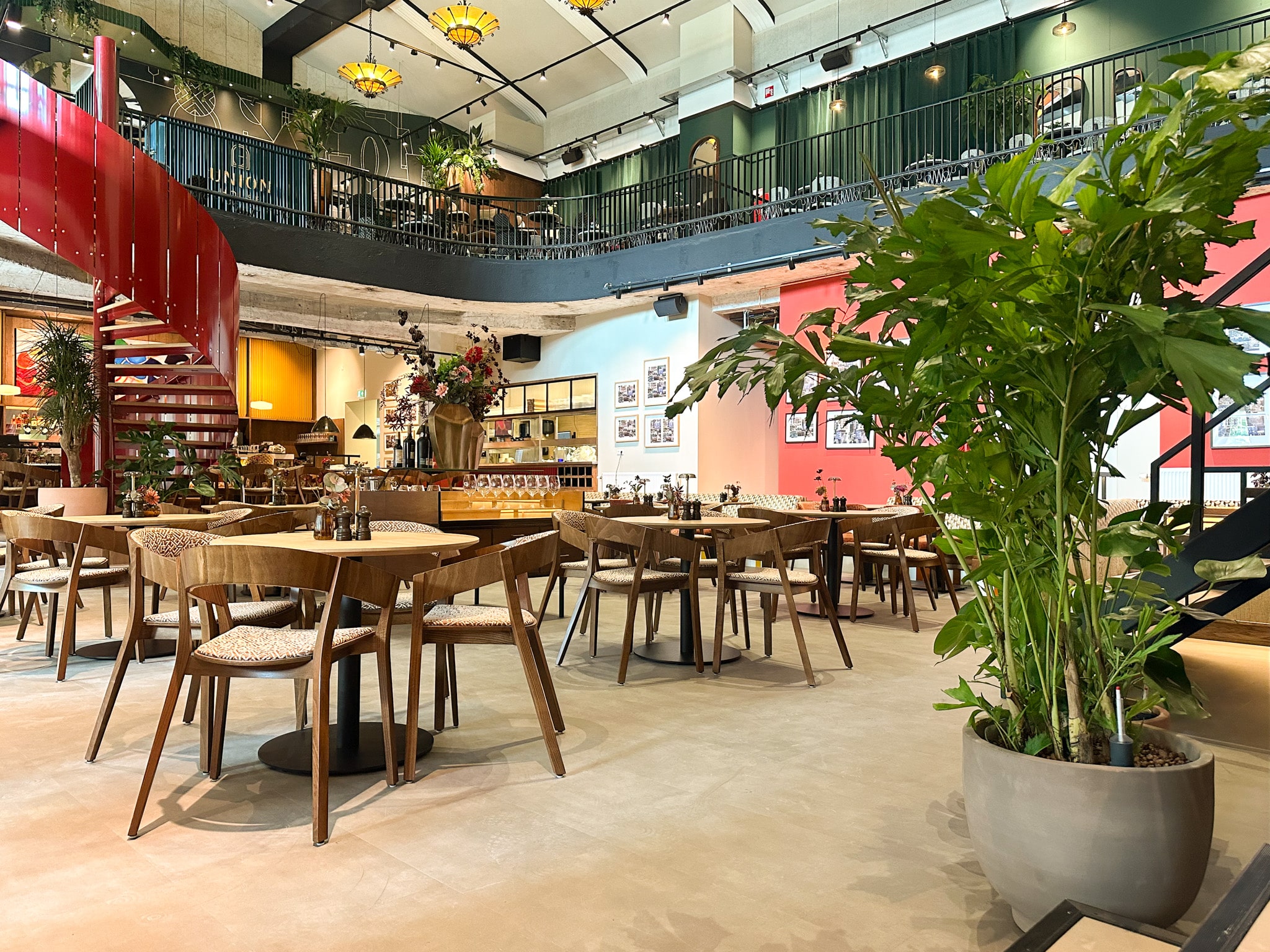 Planten in het restaurant van Union House in Utrecht
