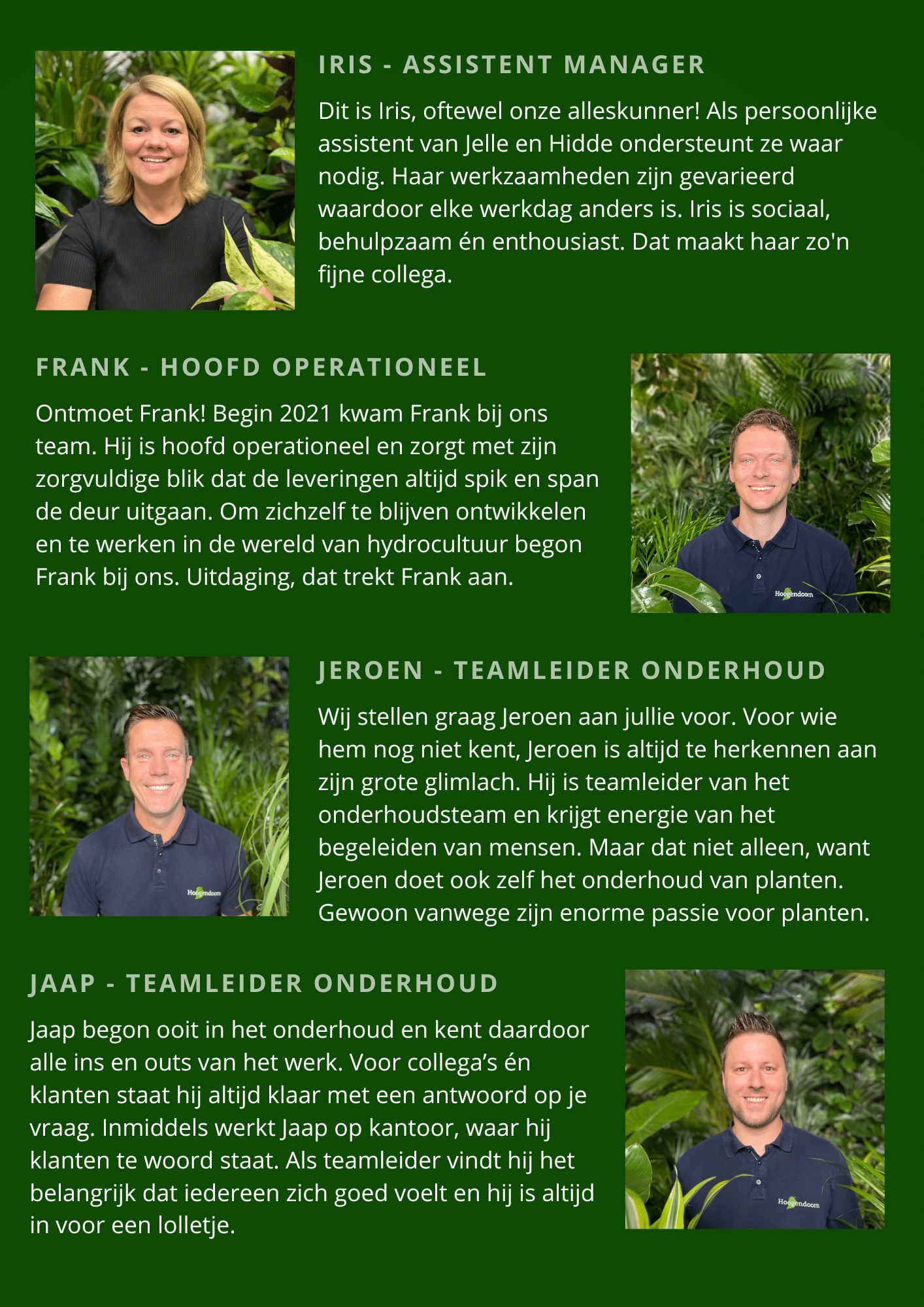 Assistent manager en teamleiders hoogendoorn projectbeplanting